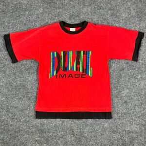 Sostanza T-Shirt Boys Large Red Black Graphic Dual Image Colorblock Vintage